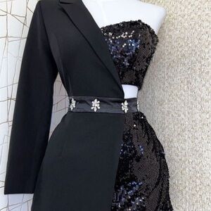 Elegant Black Sequin Rumper